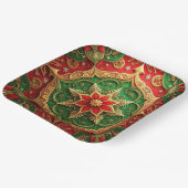 Green Red Decorative Christmas Holiday Paper Plate Papieren Bordje (Gebogen)