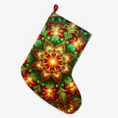 Green Red Decorative Christmas Holiday Stocking Grote Kerstsok (Voorkant (Hangend))