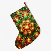 Green Red Decorative Christmas Holiday Stocking Grote Kerstsok (Achterkant (Hangend))