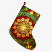 Green Red Decorative Christmas Holiday Stocking Grote Kerstsok (Voorkant (Hangend))