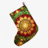 Green Red Decorative Christmas Holiday Stocking Grote Kerstsok (Achterkant (Hangend))