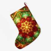 Green Red Decorative Christmas Holiday Stocking Grote Kerstsok (Achterkant (Hangend))