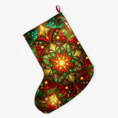 Green Red Decorative Christmas Holiday Stocking Grote Kerstsok (Achterkant (Hangend))