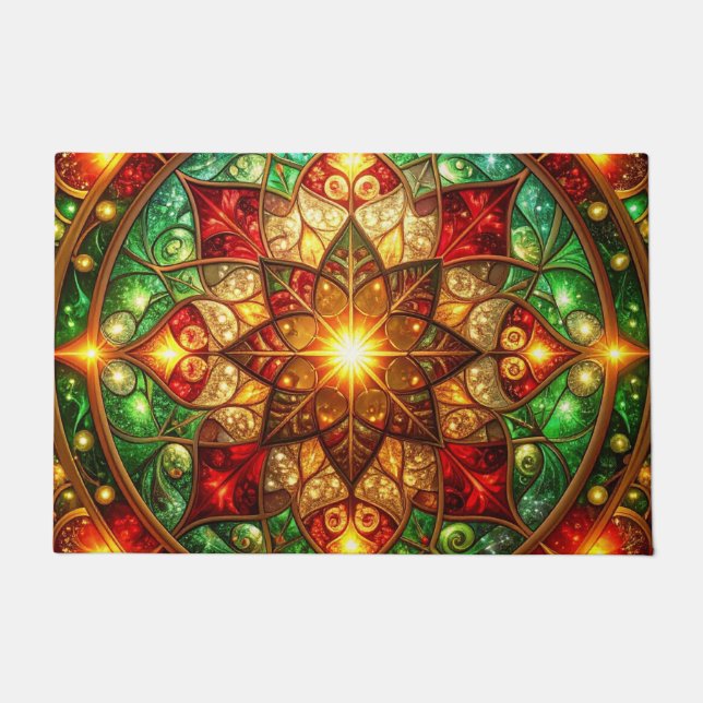Green Red Decorative Holiday Doormat Deurmat (Voorkant)