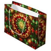 Green Red Decorative Holiday Gift Bag Groot Cadeauzakje (Voorkant Gekanteld)