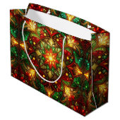 Green Red Decorative Holiday Gift Bag Groot Cadeauzakje (Achterkant Gekanteld)