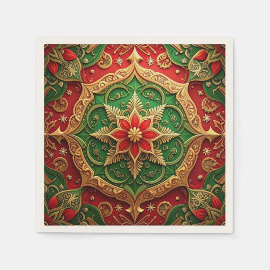 Green Red Decorative Holiday Napkin Servet (Voorkant)