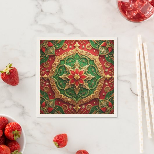Green Red Decorative Holiday Napkin Servet (Insitu)