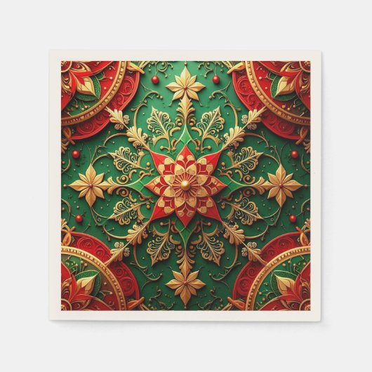 Green Red Decorative Holiday Napkin Servet (Voorkant)
