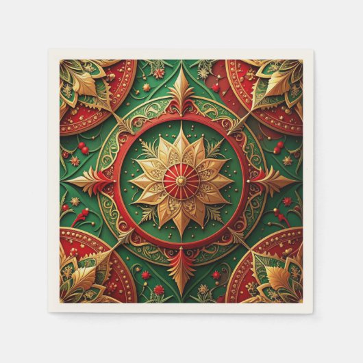 Green Red Decorative Holiday Napkin Servet (Voorkant)