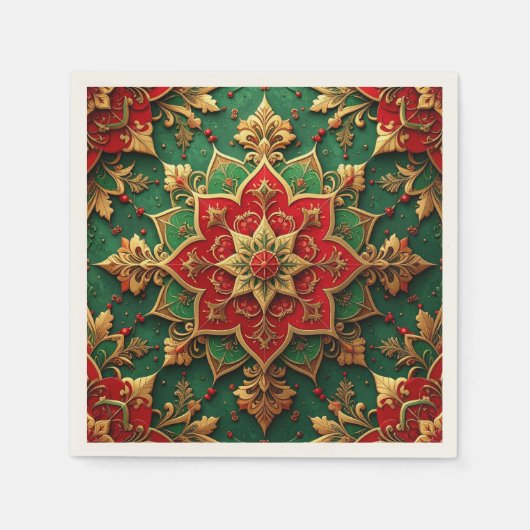 Green Red Decorative Holiday Napkin Servet (Voorkant)