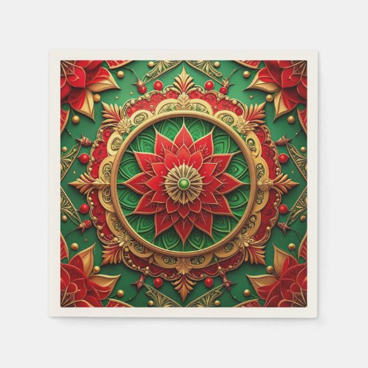 Green Red Decorative Holiday Napkin Servet (Voorkant)