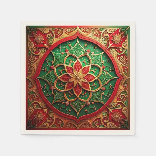 Green Red Decorative Holiday Napkin Servet (Voorkant)