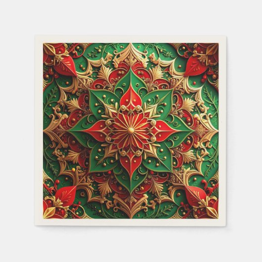 Green Red Decorative Holiday Napkin Servet (Voorkant)