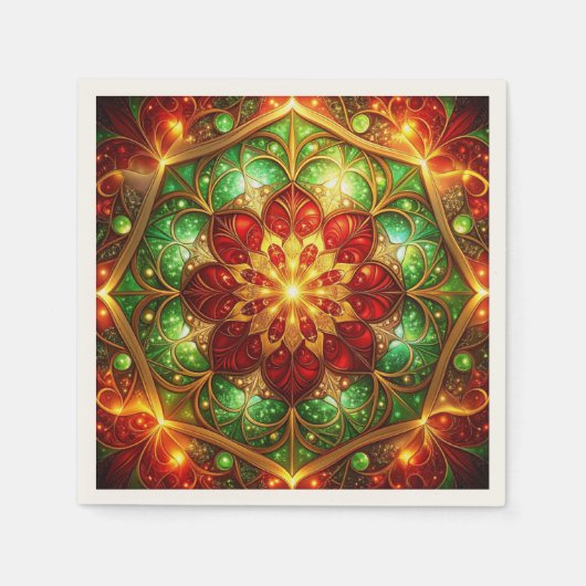 Green Red Decorative Holiday Napkin Servet (Voorkant)