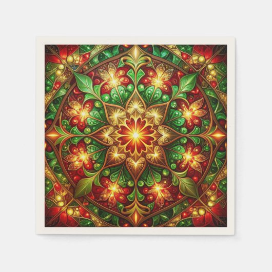 Green Red Decorative Holiday Napkin Servet (Voorkant)