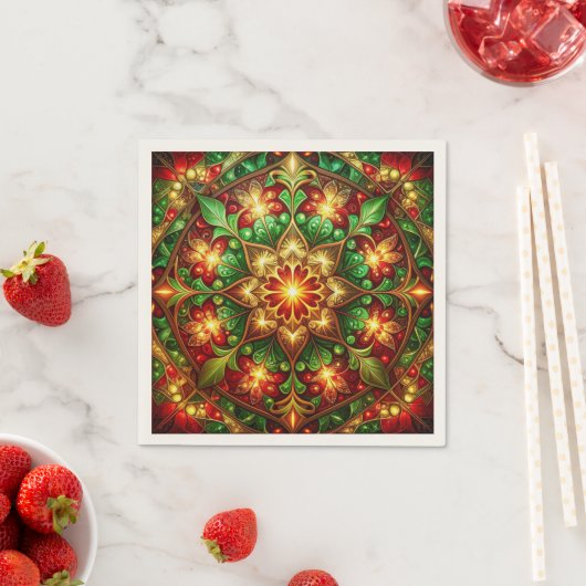 Green Red Decorative Holiday Napkin Servet (Insitu)