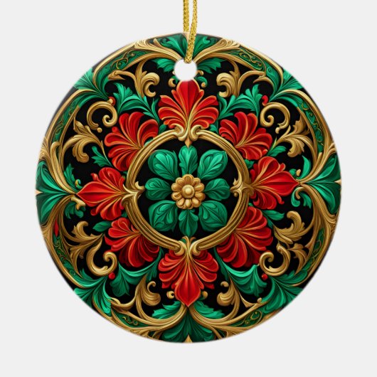Green Red Decorative Holiday Ornament (Voorkant)