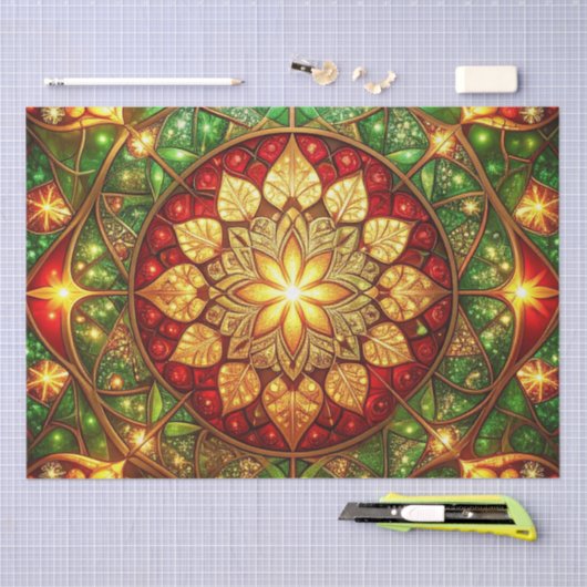 Green Red Decorative Holiday Tissue Paper Tissuepapier (Craft)