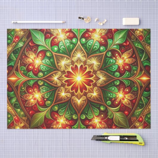 Green Red Decorative Holiday Tissue Paper Tissuepapier (Craft)