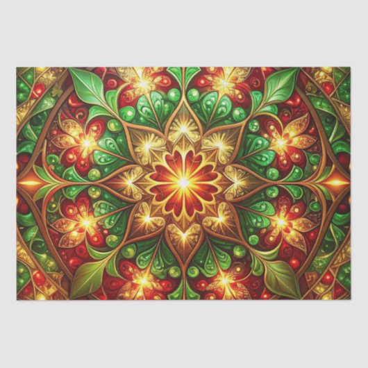 Green Red Decorative Holiday Tissue Paper Tissuepapier (Voorkant)