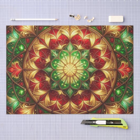 Green Red Decorative Holiday Tissue Paper Tissuepapier (Craft)