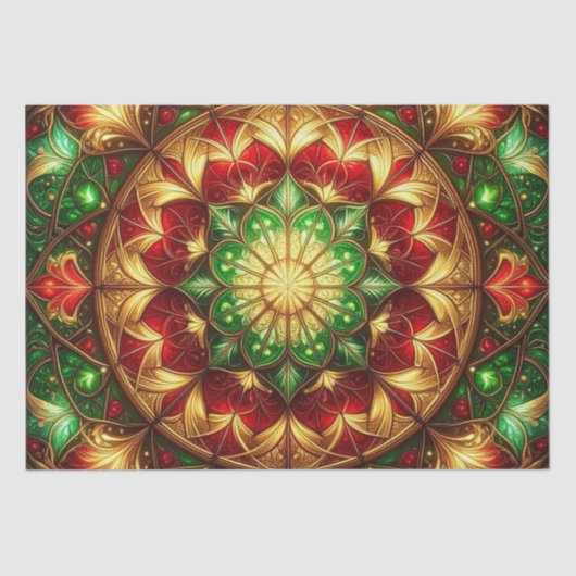 Green Red Decorative Holiday Tissue Paper Tissuepapier (Voorkant)