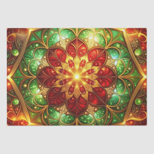 Green Red Decorative Holiday Tissue Paper Tissuepapier (Voorkant)