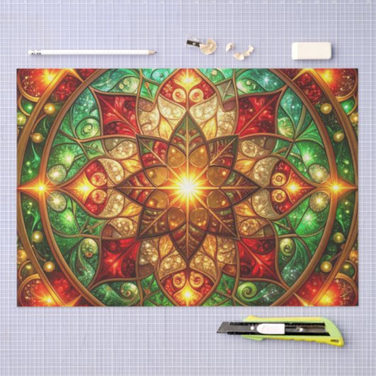 Green Red Decorative Holiday Tissue Paper Tissuepapier (Craft)