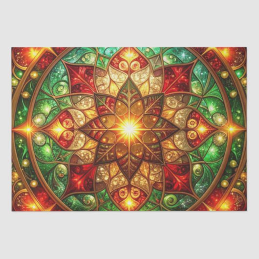 Green Red Decorative Holiday Tissue Paper Tissuepapier (Voorkant)