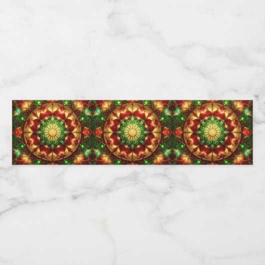 Green Red Decorative Holiday Waterfles Etiket (Enkel label)