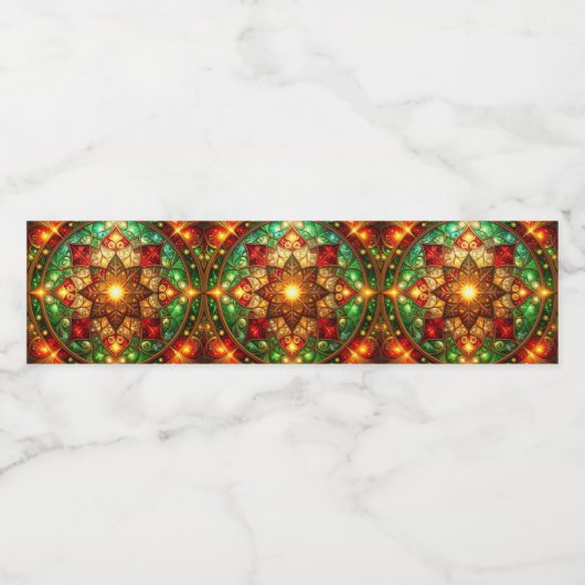 Green Red Decorative Holiday Waterfles Etiket (Enkel label)