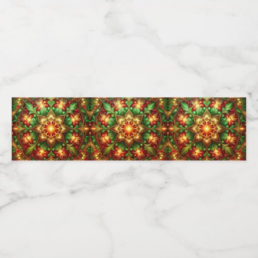 Green Red Decorative Holiday Waterfles Etiket (Enkel label)