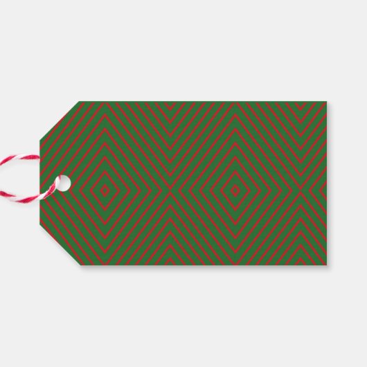 Green & Red Diagonal Lines Cadeaulabel (Achterkant Horizontaal)