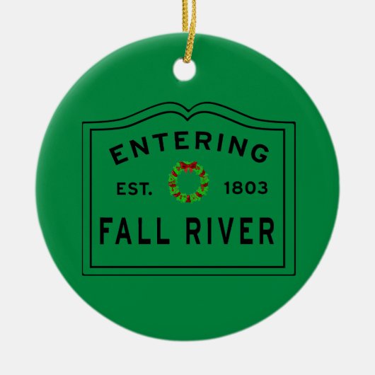 Green Red Entering Herfst, MA kerst Keramisch Ornament (Voorkant)