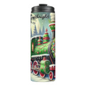 Green Red Festive Train Moonlit Gifts Thermosbeker (Voorkant)
