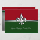 Green Red Fleur de Lis Holiday Event Kaart (Voorkant / Achterkant)