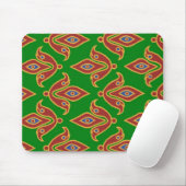 Green, Red, Fleur-de-lys Mousepad Muismat (Met muis)