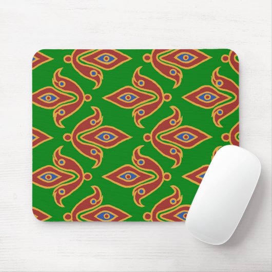 Green, Red, Fleur-de-lys Mousepad Muismat (Met muis)