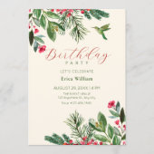 Green red floral birthday kaart (Voorkant)