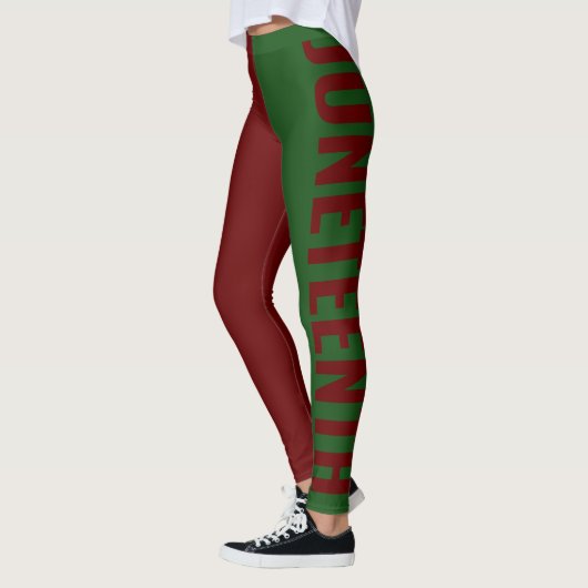 Green Red Freedom Day June 19 JUNETEENTH Leggings (Links)