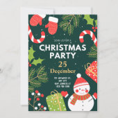 Green Red Funny Cute Kerstparty Kaart (Voorkant)