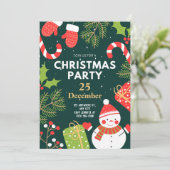 Green Red Funny Cute Kerstparty Kaart (Staand voorkant)