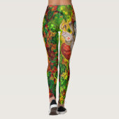Green Red Ganesh Hippie Boho Psychedelic Festival Leggings (Achterkant)