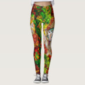 Green Red Ganesh Hippie Boho Psychedelic Festival Leggings (Voorkant)