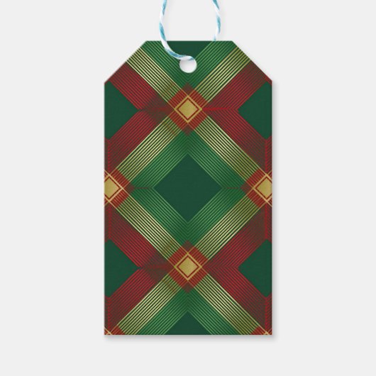 GREEN RED GOLD HOLIDAY PLAID PATTERN CADEAULABEL (Voorkant)