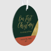 Green, Red & Gold Modern First kerstfoto Orn Ornament (voorkant)