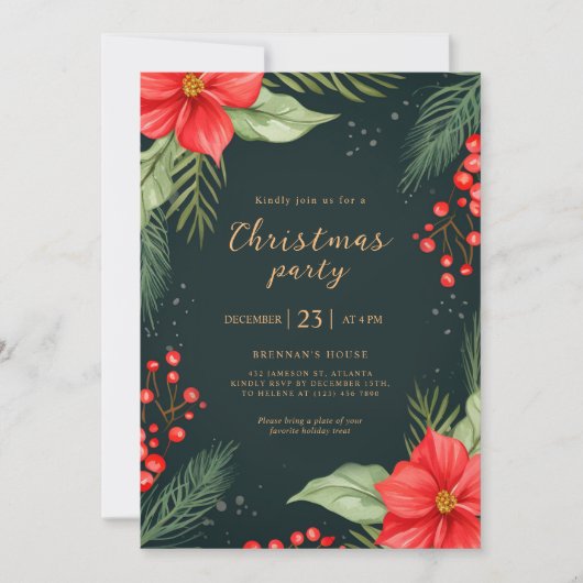 Green Red Greenery kerstfeest Kaart (Voorkant)
