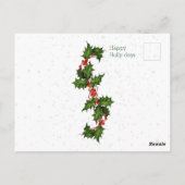 Green Red Happy Holly Dagen & White Stars Briefkaart (Achterkant)