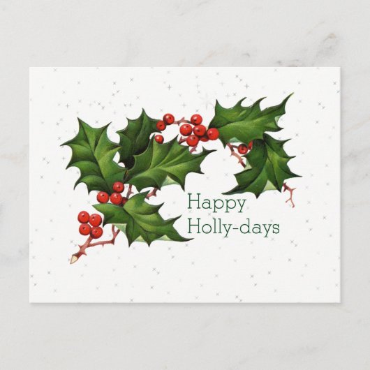 Green Red Happy Holly Dagen & White Stars Briefkaart (Voorkant)